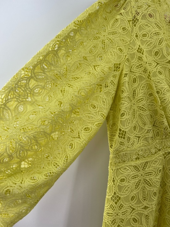 Anthropologie NWT V-Neck Lace Dress Midi in Chartreuse size 8 - Picture 5 of 11